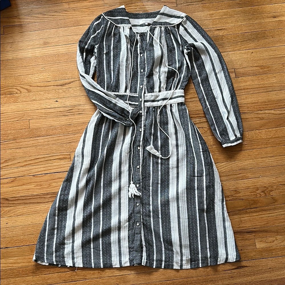 Opullence Paris Gray and Black Buttoned A-Line Dress | Small